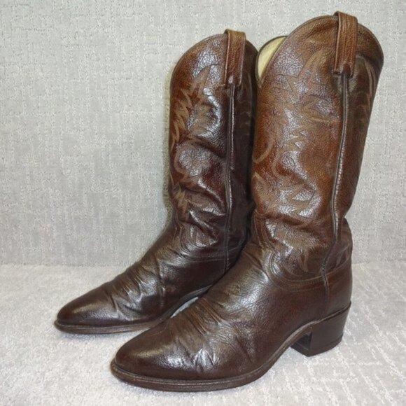 dan Post Men’s Size 8 EW Brown Leather Round Toe Pull On Western Boots P2555 - Picture 4 of 9